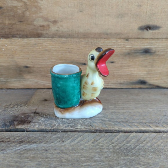 Vintage 1950s Quacking Mommy Duck and Baby Ceramic Mini Planter Made in Japan - Picture 6 of 11